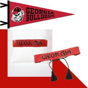 Seed Beaded GEORGIA BULLDOGS College Football Tassel Drop Pull To Fit Bracelet
